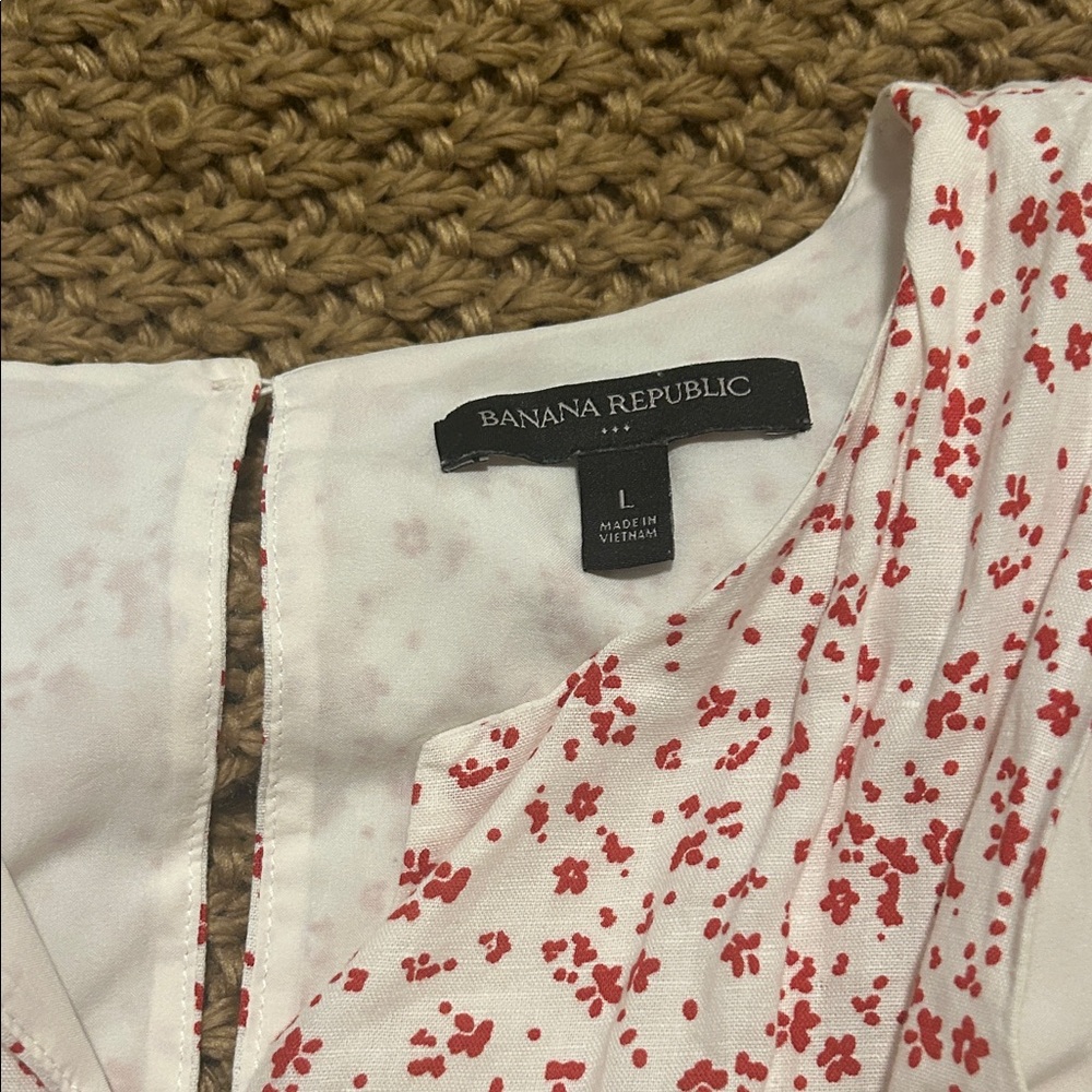 Banana Republic White and Red Maxi Dress